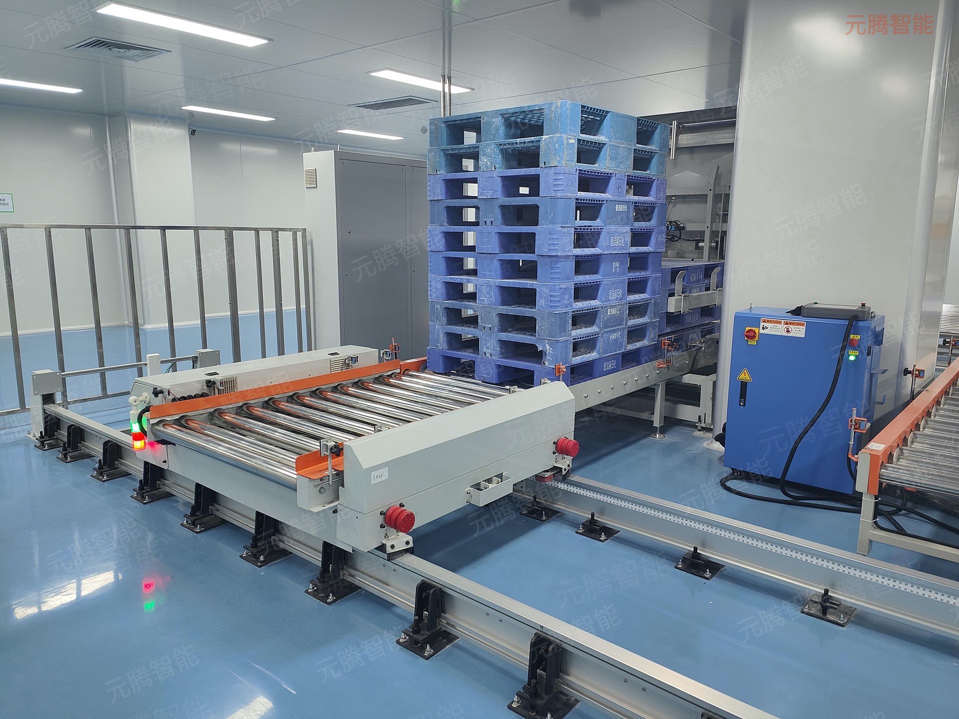 智能轨道车+托盘输送分拣